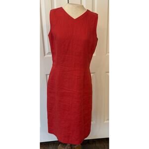 Talbots Dress Sz 8 Dark‎ Coral 100% Irish Linen Sleeveless Closet Staple Spring